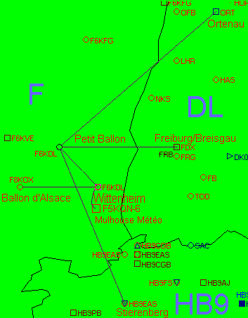 Carte des liens packet-radio